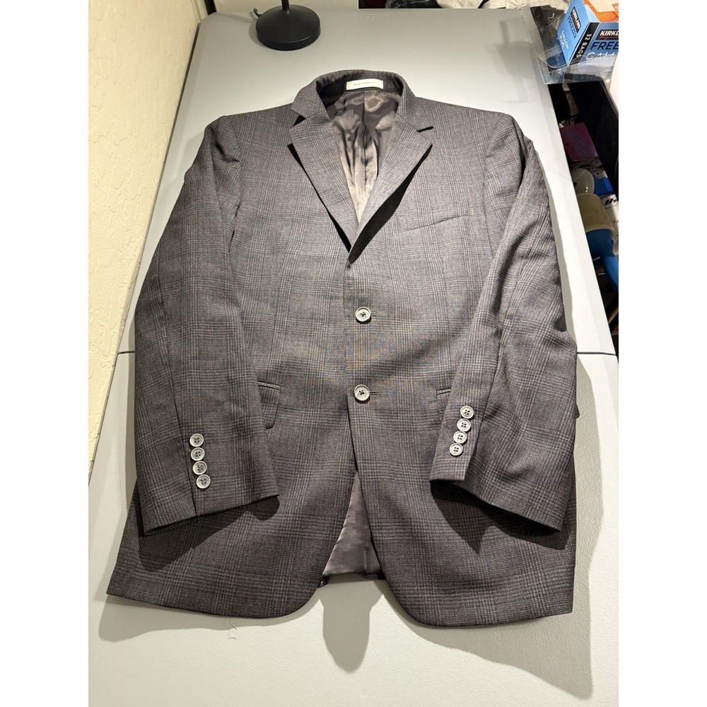 Joseph Abboud 40R Gray Glen Plaid Blazer 100% Wool Lanificio TG Di Fabio‎ Italy